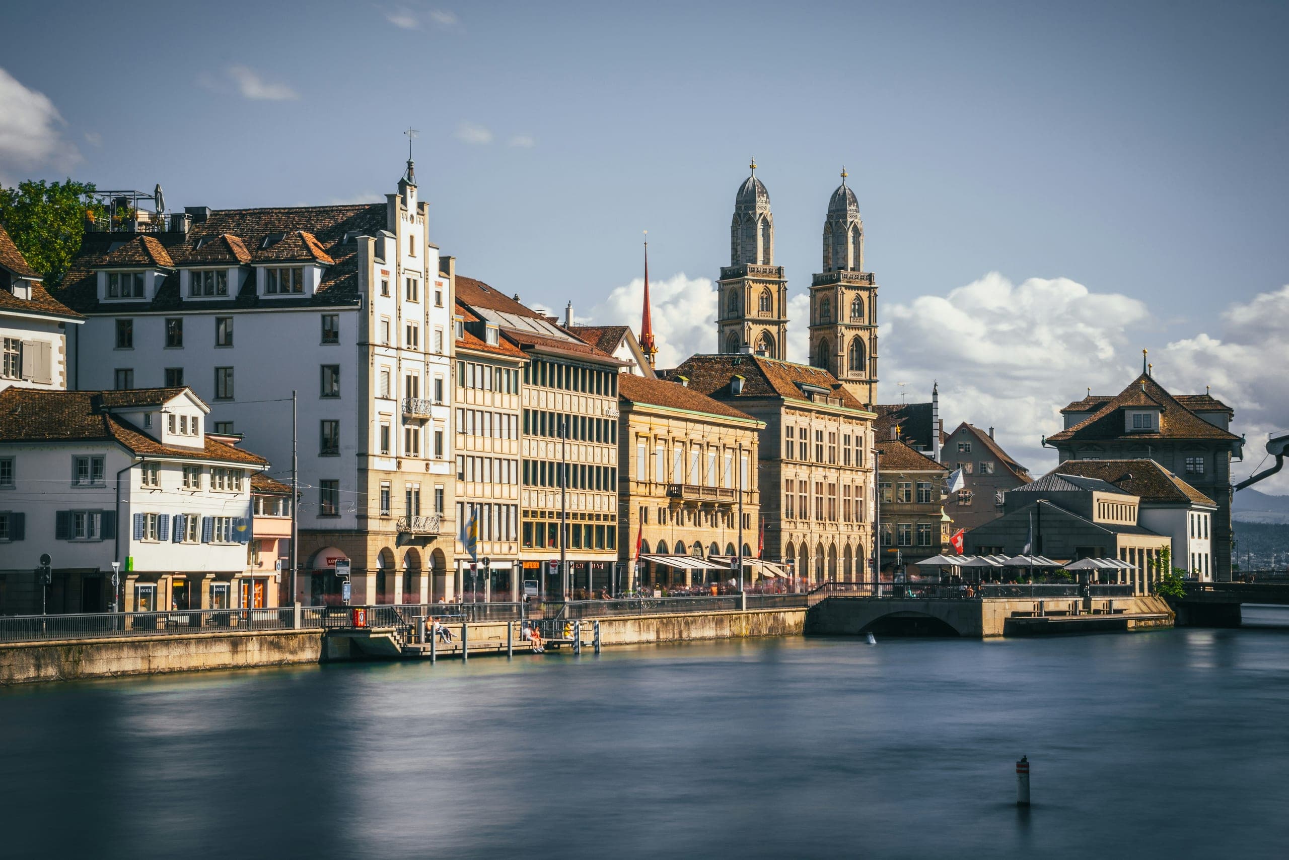 The Limmat river and the Grossmünster in Zurich